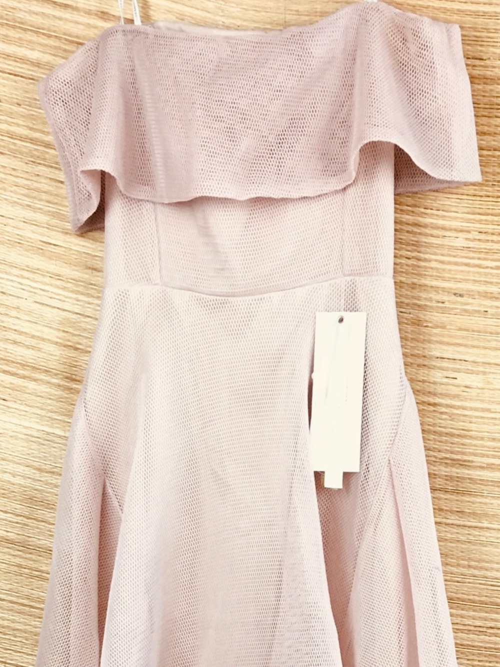 ⁠Bronx and Banco NWT Blush Pink Tulip Off Shoulder Cutout Mesh Gown Dress 4⁠ - Picture 8 of 16